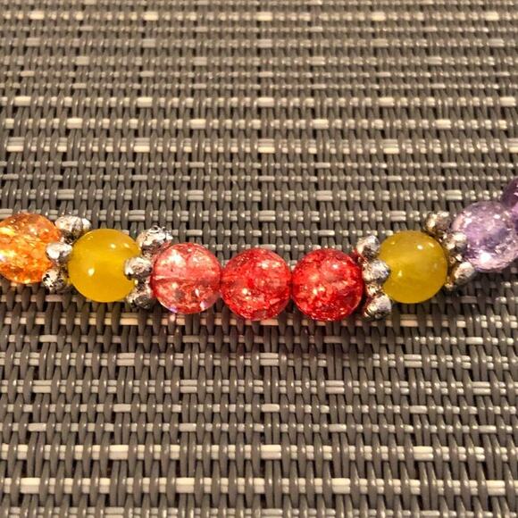 Multi-colored Handmade Beaded Ankle Bracelet - Picture 6 of 8